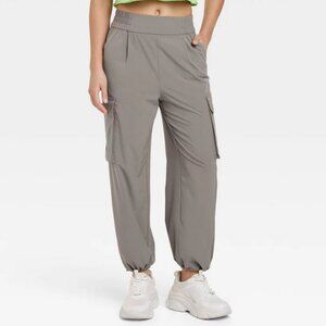 Women's High-Rise Woven Cinched Pants - JoyLab™ Persuading Gray M